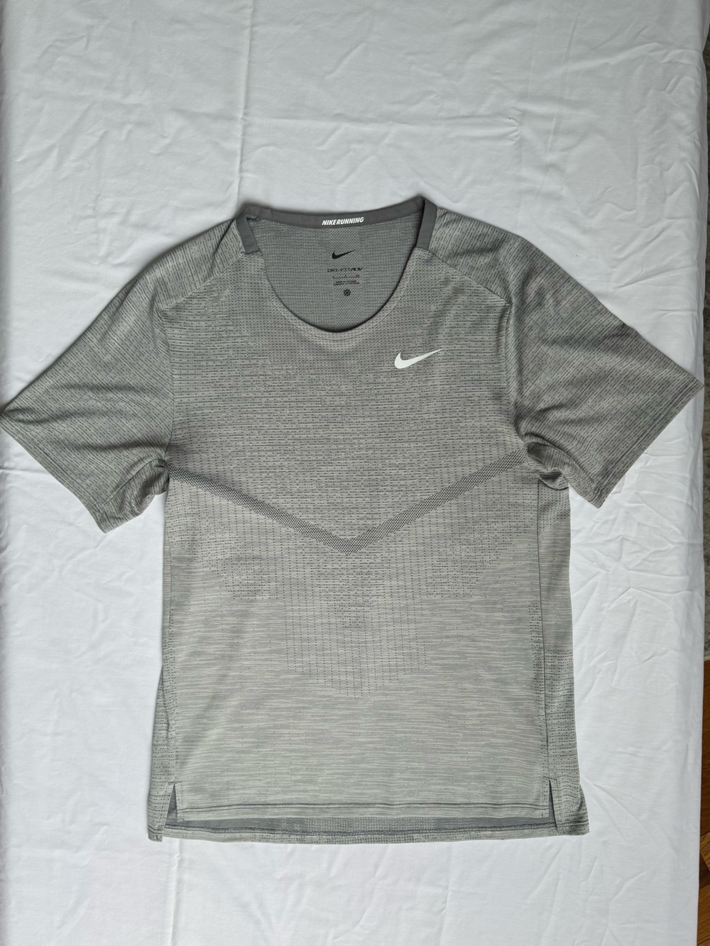Nike Mens Dri-FIT ADV TechKnit Running Shirt Gray Training Tee S
